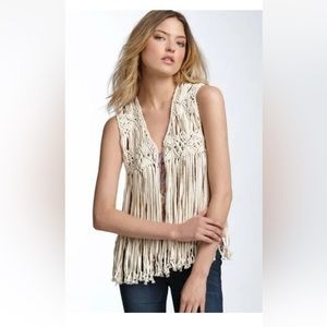 Winter Kate Cream Macramé Fringe Vest